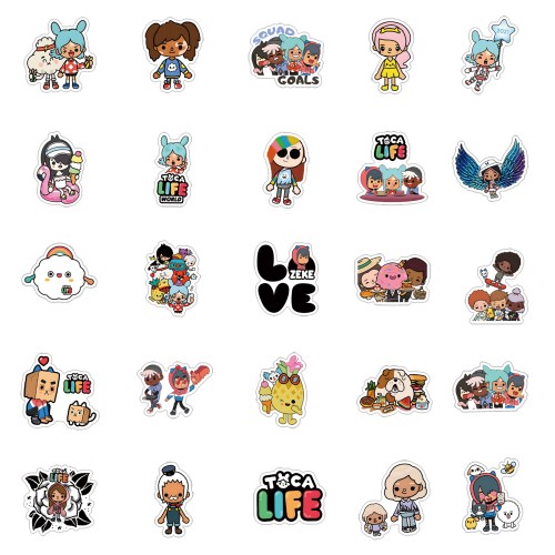 Naklejki winylowe Wlepy Toca Life World Toca Boca 60 sztuk STICKERBOMB