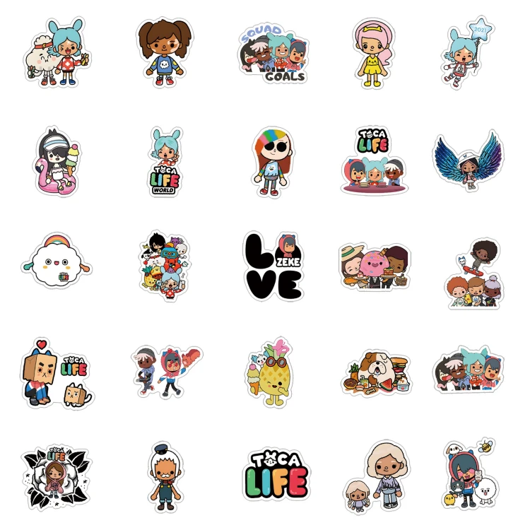 Naklejki winylowe Wlepy Toca Life World Toca Boca 60 sztuk STICKERBOMB