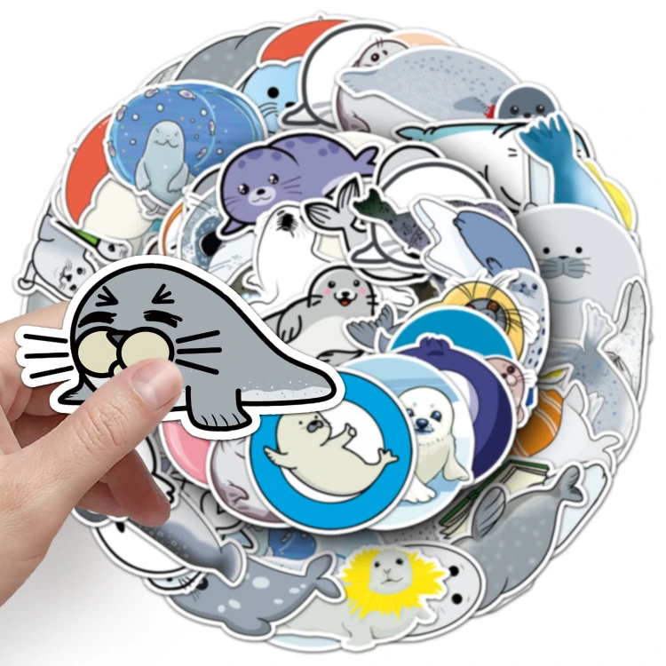 Naklejki winylowe Wlepy Foki Foczki Kawaii Morskie zwierzęta 50 sztuk STICKERBOMB