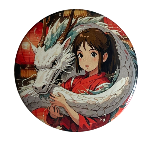 Przypinka button badzik badge Chihiro Haku Spirited Away Ghibli 58mm