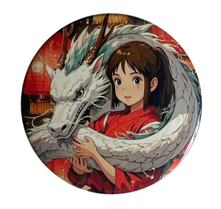 Przypinka button badzik badge Chihiro Haku Spirited Away Ghibli 58mm