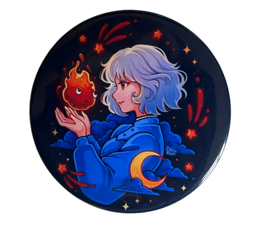 Magnes okrągły na lodówkę Sophie Calcifer Ruchomy zamek Hauru 58mm