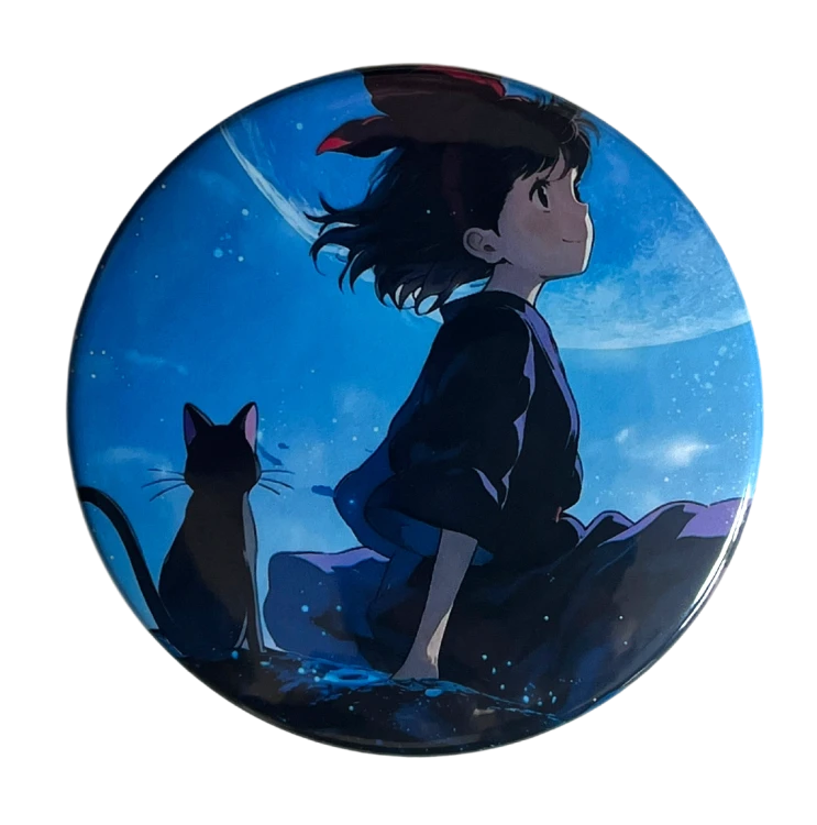 Przypinka button badzik badge Jiji Podniebna Poczta Kiki Ghibli ver. 3 58mm
