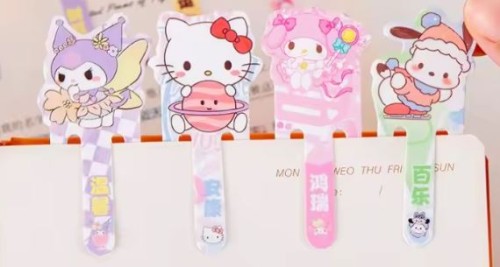 Zakładki papierowe błyszczące holo z postaciami Hello Kitty 15 szt.