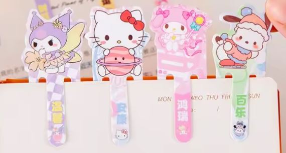 Zakładki papierowe błyszczące holo z postaciami Hello Kitty 15 szt.