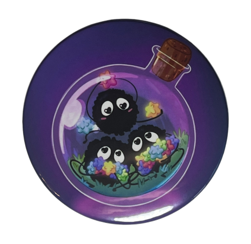 Przypinka button badzik badge Soot sprite Kurzyki Spirited Away Ghibli 58mm