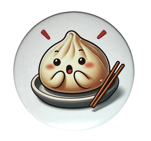 Przypinka button badzik badge Gniotek Pierożek Dumpling ver. 2 58mm
