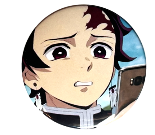Magnes okrągły na lodówkę Tanjiro Phone Meme Demon Slayer Memy 58mm