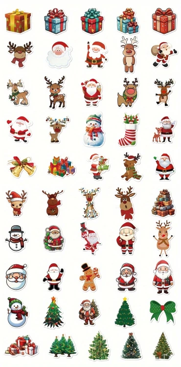 Naklejki winylowe Wlepy Boże Narodzenie Święta Mikołaj 50 sztuk STICKERBOMB