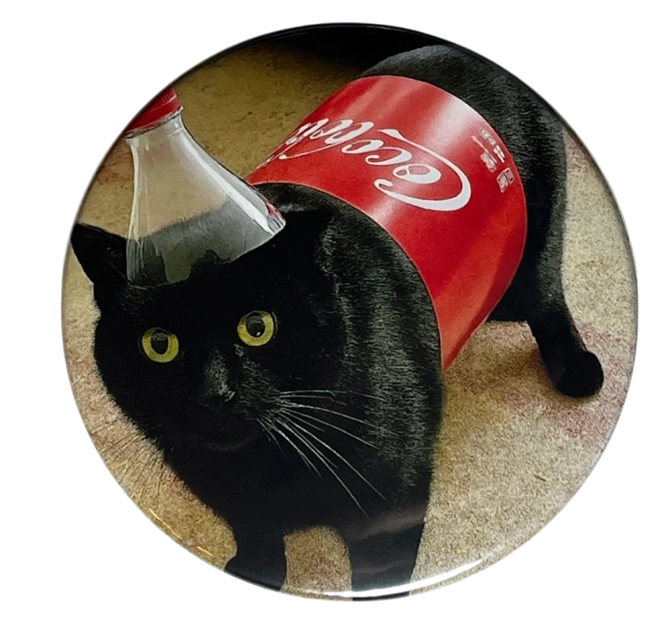 Przypinka button badzik badge Coca-Cola Cat Meme Memy Śmieszne Obrazki 58mm