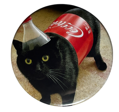 Magnes okrągły na lodówkę Coca-Cola Cat Meme Memy Śmieszne Obrazki 58mm