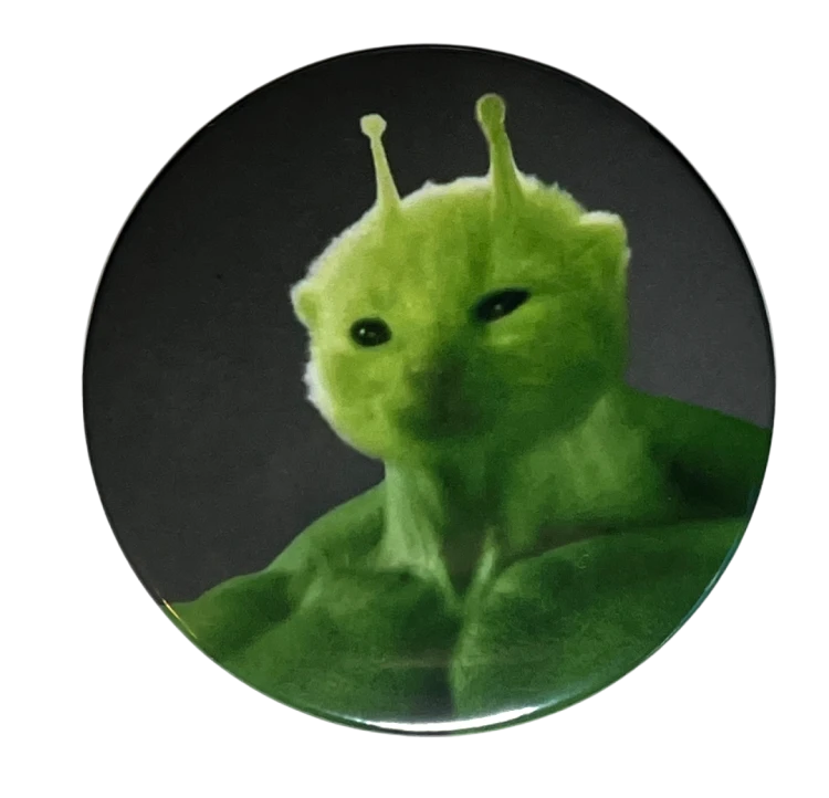 Przypinka button badzik badge Chad Glorp Alien Cat Meme Memy Śmieszne 58mm