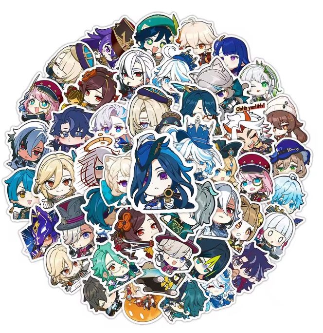 Naklejki winylowe Wlepy Genshin Impact ver. 2 50 sztuk STICKERBOMB