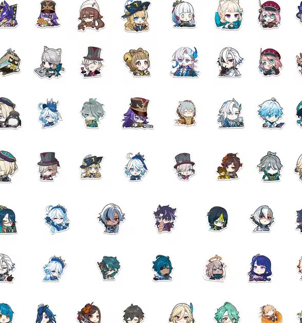 Naklejki winylowe Wlepy Genshin Impact ver. 2 50 sztuk STICKERBOMB
