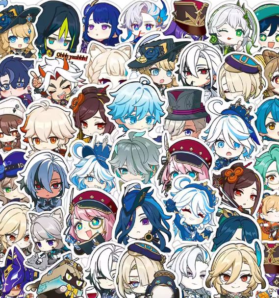 Naklejki winylowe Wlepy Genshin Impact ver. 2 50 sztuk STICKERBOMB