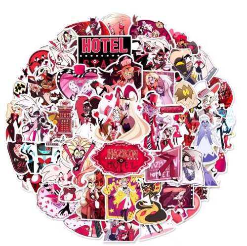 Naklejki winylowe Wlepy Hazbin Hotel Alastor Angel Dust 50 sztuk STICKERBOMB