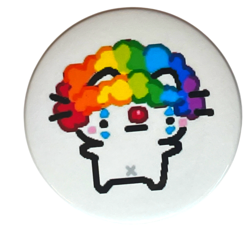 Przypinka button badzik badge Basiilleaf Bazyl Kot Clown 58mm