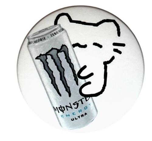 Przypinka button badzik badge Basiilleaf Bazyl Kot Monster 58mm