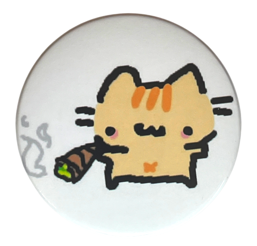 Przypinka button badzik badge Basiilleaf Bazyl Kot Palacz 58mm