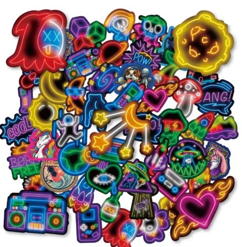 Naklejki winylowe Wlepy Neonowe Graffiti Neonsign 50 szt STICKERBOMB