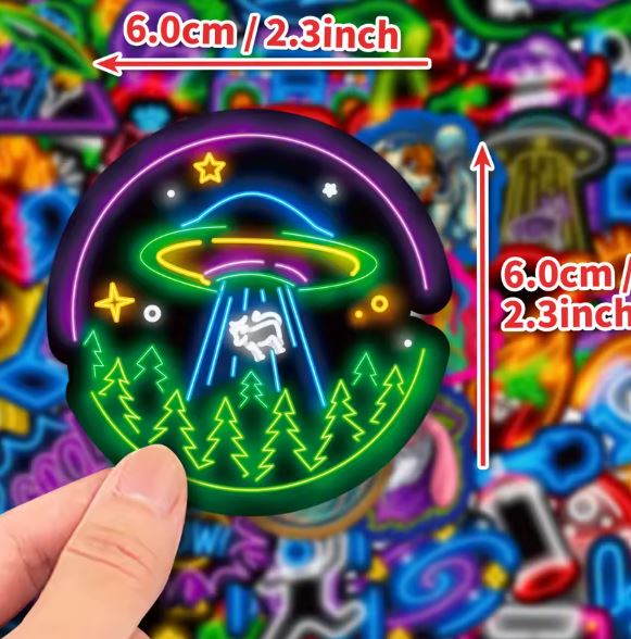 Naklejki winylowe Wlepy Neonowe Graffiti Neonsign 50 szt STICKERBOMB