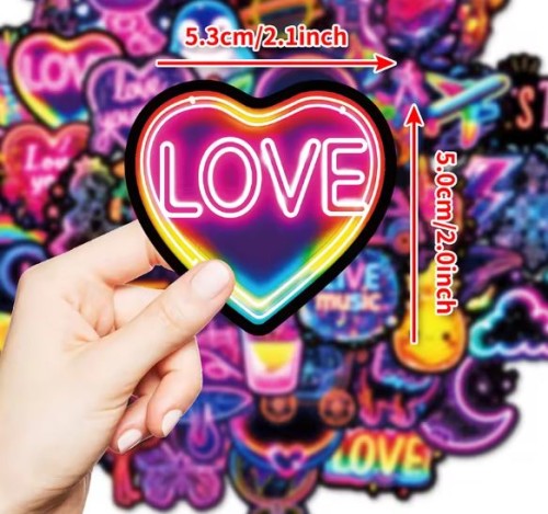 Naklejki winylowe Wlepy Neon Aesthetic Stickers 50 szt STICKERBOMB