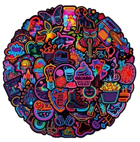 Naklejki winylowe Wlepy Neonowe Graffiti MIX 50 szt STICKERBOMB