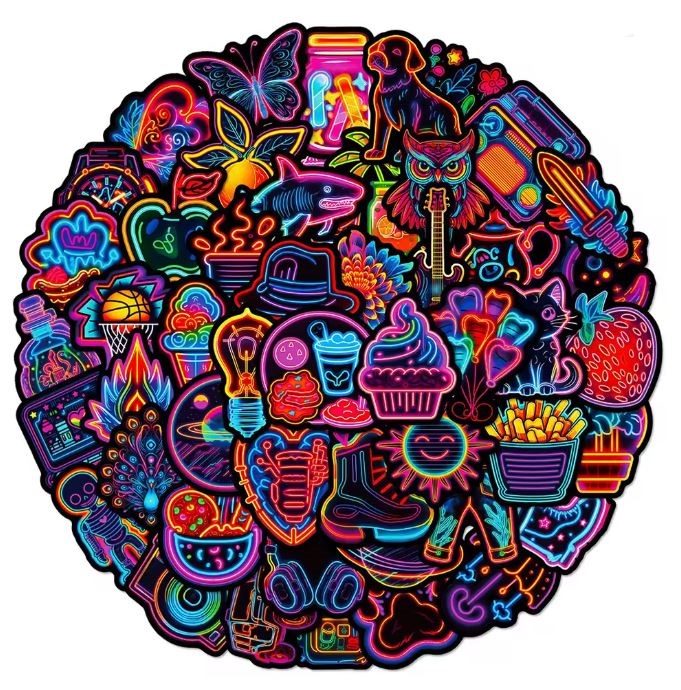 Naklejki winylowe Wlepy Neonowe Graffiti MIX 50 szt STICKERBOMB