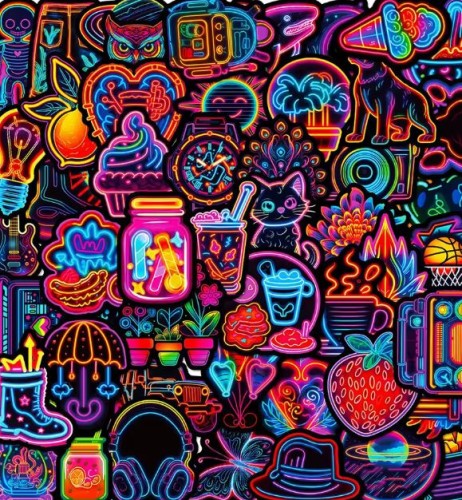 Naklejki winylowe Wlepy Neonowe Graffiti MIX 50 szt STICKERBOMB
