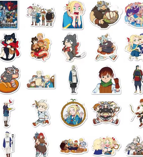 Naklejki winylowe Wlepy Dungeon Meshi Delicious 50 szt STICKERBOMB