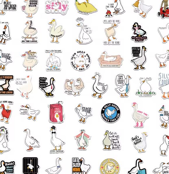 Naklejki winylowe Wlepy Zabawne Gęsi Silly Goose 50 szt STICKERBOMB