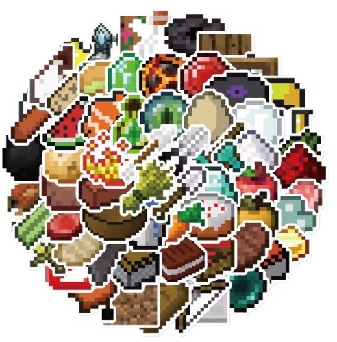 Naklejki winylowe Wlepy Pikselowy Świat Minecraft 70 szt STICKERBOMB