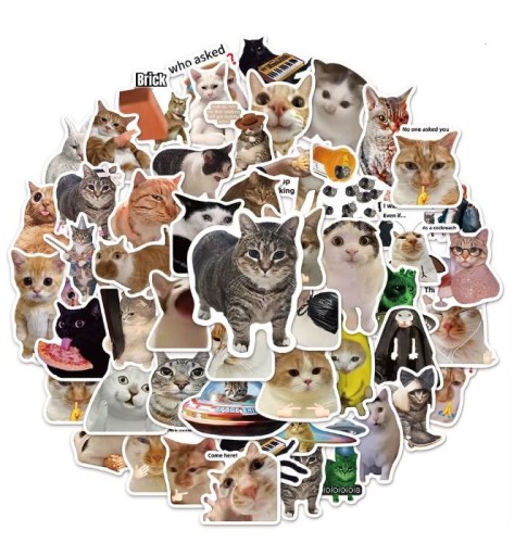 Naklejki winylowe Wlepy Zabawne Koty Śmieszne Memy 50 szt STICKERBOMB
