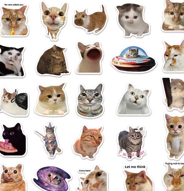 Naklejki winylowe Wlepy Zabawne Koty Śmieszne Memy 50 szt STICKERBOMB