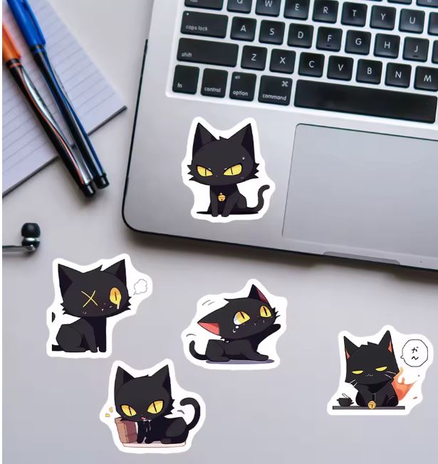 Naklejki winylowe Wlepy Kreskówkowy Czany Kotek Kawaii 100 szt STICKERBOMB