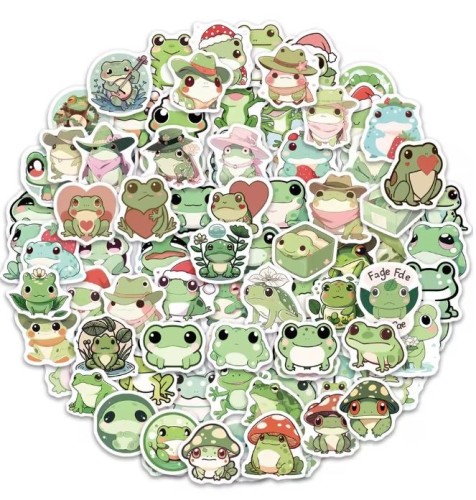Naklejki winylowe Wlepy Kreskówkowe Urocze Żabki Kawaii 100 szt STICKERBOMB