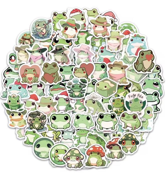 Naklejki winylowe Wlepy Kreskówkowe Urocze Żabki Kawaii 100 szt STICKERBOMB