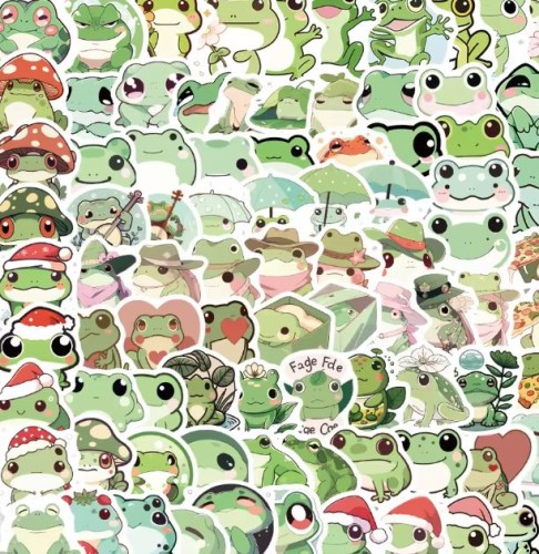 Naklejki winylowe Wlepy Kreskówkowe Urocze Żabki Kawaii 100 szt STICKERBOMB