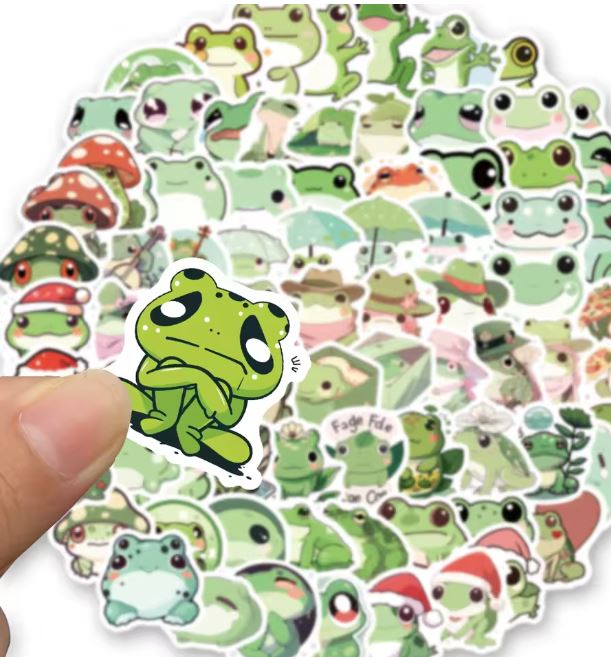 Naklejki winylowe Wlepy Kreskówkowe Urocze Żabki Kawaii 100 szt STICKERBOMB