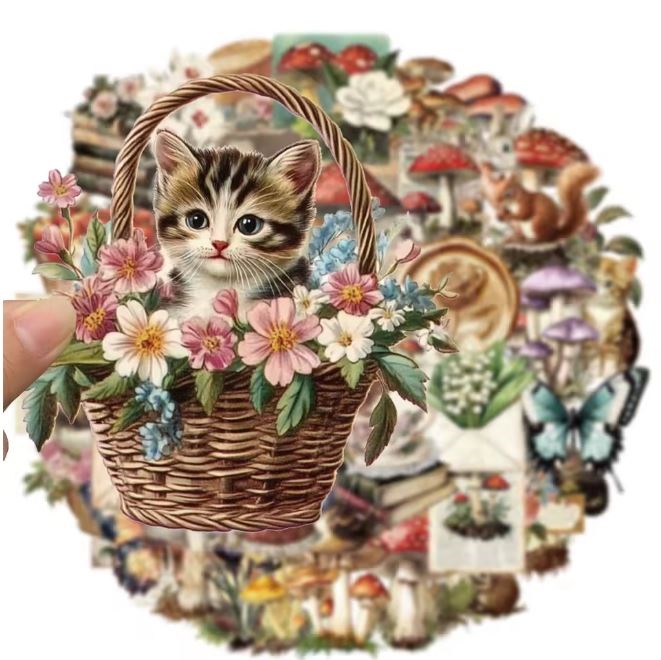 Naklejki winylowe Wlepy Vintage Leśne Wróżki 50 szt STICKERBOMB