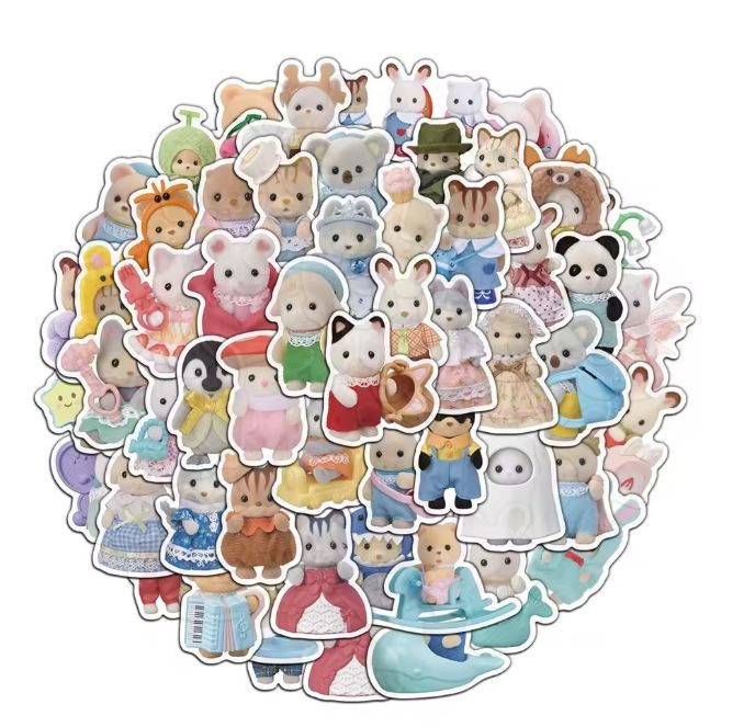 Naklejki winylowe Wlepy Calico Critters Sylvanian Families 50 szt STICKERBOMB