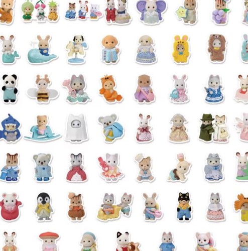 Naklejki winylowe Wlepy Calico Critters Sylvanian Families 50 szt STICKERBOMB