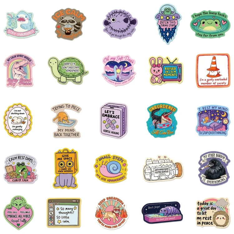Naklejki winylowe Wlepy Zdrowie Psychiczne Nastrój 50 szt STICKERBOMB
