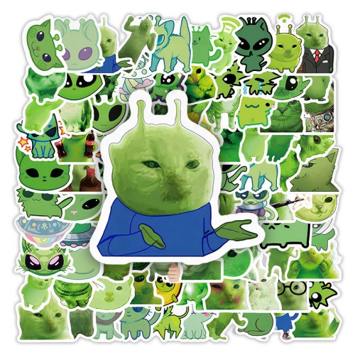 Naklejki winylowe Wlepy Green Cat Glorp Alien MIX 50 szt STICKERBOMB