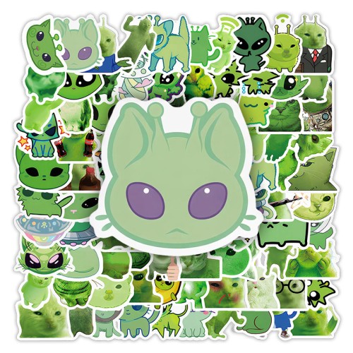 Naklejki winylowe Wlepy Green Cat Glorp Alien MIX 50 szt STICKERBOMB