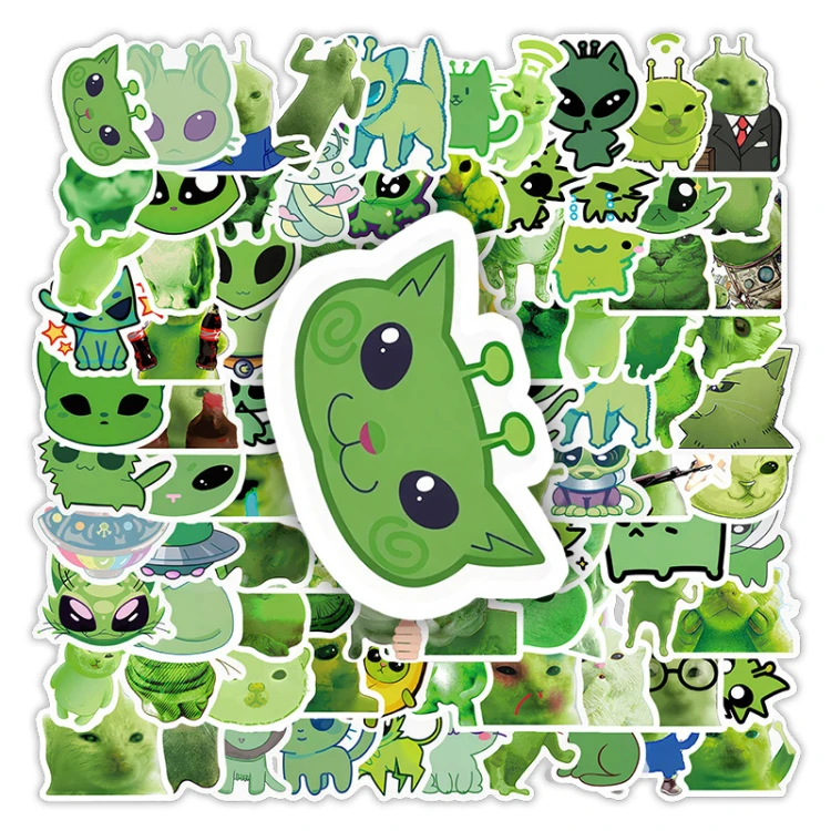Naklejki winylowe Wlepy Green Cat Glorp Alien MIX 50 szt STICKERBOMB