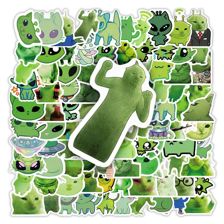 Naklejki winylowe Wlepy Green Cat Glorp Alien MIX 50 szt STICKERBOMB