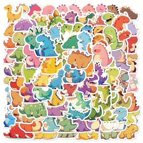 Naklejki winylowe Wlepy Kreskówkowe Dinozaury 100 szt STICKERBOMB