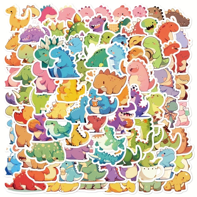 Naklejki winylowe Wlepy Kreskówkowe Dinozaury 100 szt STICKERBOMB