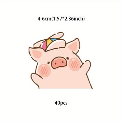 Naklejki winylowe Wlepy Świnki Kawaii Lulu Pig 40 szt STICKERBOMB